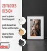 A framed picture of a violin is displayed next to marketing text and examples of frame corner styles. Podgląd zdjęcia produktu