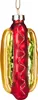 A glass ornament shaped like a hot dog with ketchup and mustard. Produktbild-Vorschau