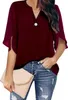 ASKSA Chemisier Femme Mousseline Elégant Boutons Col V Voir les images du produit 1