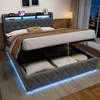 okwish Lit double 160x200 avec éclairage LED, prise Voir les images du produit 4