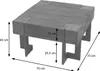 A gray wooden coffee table with dimensions indicated by measurement lines and text. Voir les images du produit