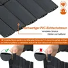 Close-up of a black PVC fence material with text and diagrams explaining its features and benefits. Produktbild-Vorschau