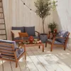 Salotto da giardino in legno, 4 posti, Marrone naturale Anteprima dell’immagine prodotto 4