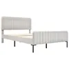 A light grey upholstered bed frame with a tufted headboard and footboard, shown against a white background. Anteprima dell’immagine prodotto