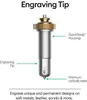 A diagram of an engraving tip with labels pointing out its different parts and features. Produktbild-Vorschau