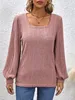 ASKSA Damen Langarmshirt Square Neck Casual Elegant Produktbild-Vorschau 4