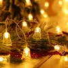 Close-up of Christmas bell-shaped lights on a decorated pine branch with red berries. Náhled obrázku produktu