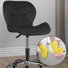 A black office chair is shown, with an inset circle showing hands in yellow gloves cleaning a gray surface with a pink sponge. Produktbild-Vorschau