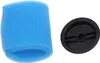 A blue foam filter and a black plastic cap are shown on a white background. Produktbild-Vorschau