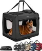 A dog is inside a black soft-sided pet carrier. Several other pet carriers in different colors are displayed below. Voir les images du produit