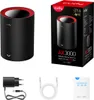A product shot of a CUDY M3000 AX3000 Wi-Fi 6 Mesh Unit, its packaging, and accessories. Podgląd zdjęcia produktu