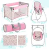 Malplay Pink Flowers Puppenbett Set 3in1, Reisebett für Produktbild-Vorschau 2