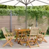Gartenstühle 4 Stk. Klappbar Beige Poly Rattan & Massivholz Produktbild-Vorschau 2