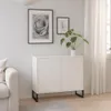 A modern living room scene with a white cabinet, a sofa, and artwork on the wall. Voir les images du produit