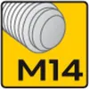 A graphic illustration of a threaded bolt or screw tip with the text "M14" below it, set against a yellow background. Produktbild-Vorschau