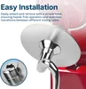 A close-up of a silver dough hook attachment for a stand mixer, with text overlay describing its easy installation. Produktbild-Vorschau