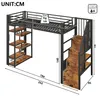Letto a soppalco 90x200 cm con striscia LED, gradini Anteprima dell’immagine prodotto 6