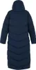 A back view of a long, navy blue puffer coat. Voir les images du produit