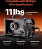 A welding machine with text overlays describing its features and specifications. Produktbild-Vorschau