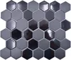 Keramik Mosaik Hexagon schwarz glänzend R10B Duschtasse Produktbild-Vorschau 1