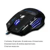 A black gaming mouse with blue LED lighting, shown from a slightly elevated side angle, with numbered labels pointing to different buttons and features. Produktbild-Vorschau