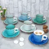 zestaw 6 niebieskich filiżanek do cappuccino ze spodkami Podgląd zdjęcia produktu 5