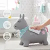A grey inflatable pony toy is being wiped with a cloth in a bathroom setting. Anteprima dell’immagine prodotto