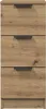 A front view of a narrow, three-drawer cabinet with a wood-grain finish and dark gray handles. Anteprima dell’immagine prodotto