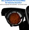 Close-up of a coffee machine filter basket filled with coffee grounds. Produktbild-Vorschau
