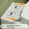 A close-up view of a bidet toilet seat attachment being installed on a toilet tank, with orange arrows indicating the direction of installation and a text overlay. Anteprima dell’immagine prodotto