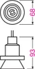 Diagrams showing the dimensions of a light fixture. Produktbild-Vorschau