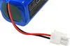 A close-up view of a blue battery pack with red and black wires leading to a white connector. Produktbild-Vorschau