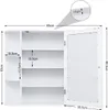 A white bathroom cabinet with a mirror and shelves, shown with dimensions indicated by measurement lines and text. Produktbild-Vorschau