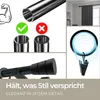 A collage of images showing different aspects of a curtain rod set, including its components, installation examples, and close-ups of its design. Produktbild-Vorschau