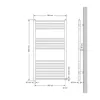 Technical drawing of a radiator with dimensions. Náhľad obrázku produktu