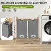 XMTECH Wäschekorb, 2 Fächer 36L Wäschesammler,Wäschekorb Produktbild-Vorschau 2