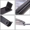 A collage of four close-up images showing different angles and details of a black phone screen magnifier. Náhled obrázku produktu