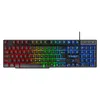 A gaming keyboard with RGB lighting, shown from a top-down perspective on a white background. Produktbild-Vorschau