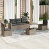 Möbel 6-tlg. Garten-Sofagarnitur mit Kissen Grau Poly Produktbild-Vorschau 1