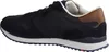 A side view of a navy blue sneaker with brown accents. Produktbild-Vorschau