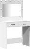 A white vanity table with a lighted mirror and two drawers. Voir les images du produit