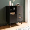 WOHNLING Sideboard 77x97x40 cm Anrichte Schwarz mit Produktbild-Vorschau 1