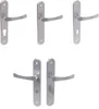 A collection of silver door handles with backplates, arranged in two rows. Anteprima dell’immagine prodotto