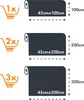 A diagram showing different sizes of a dark gray roll of material, with shopping cart icons indicating quantities. Produktbild-Vorschau