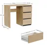 A desk with dimensions shown, and a separate drawer with dimensions shown. Náhled obrázku produktu