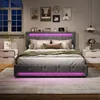 Letto imbottito ProximaX 160x200 cm grigio con LED RGB – Anteprima dell’immagine prodotto 2