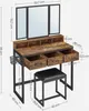 VASAGLE Schminktisch mit Hocker, Klappspiegel, Föhnhalter, Produktbild-Vorschau 7