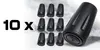 A collection of black trekking pole tips arranged on a light gray and white background with a snowy mountain scene. Podgląd zdjęcia produktu