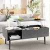 A modern living room scene featuring a lift-top coffee table. Voir les images du produit