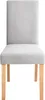 A front view of a light gray upholstered dining chair with wooden legs, isolated on a white background. Náhled obrázku produktu